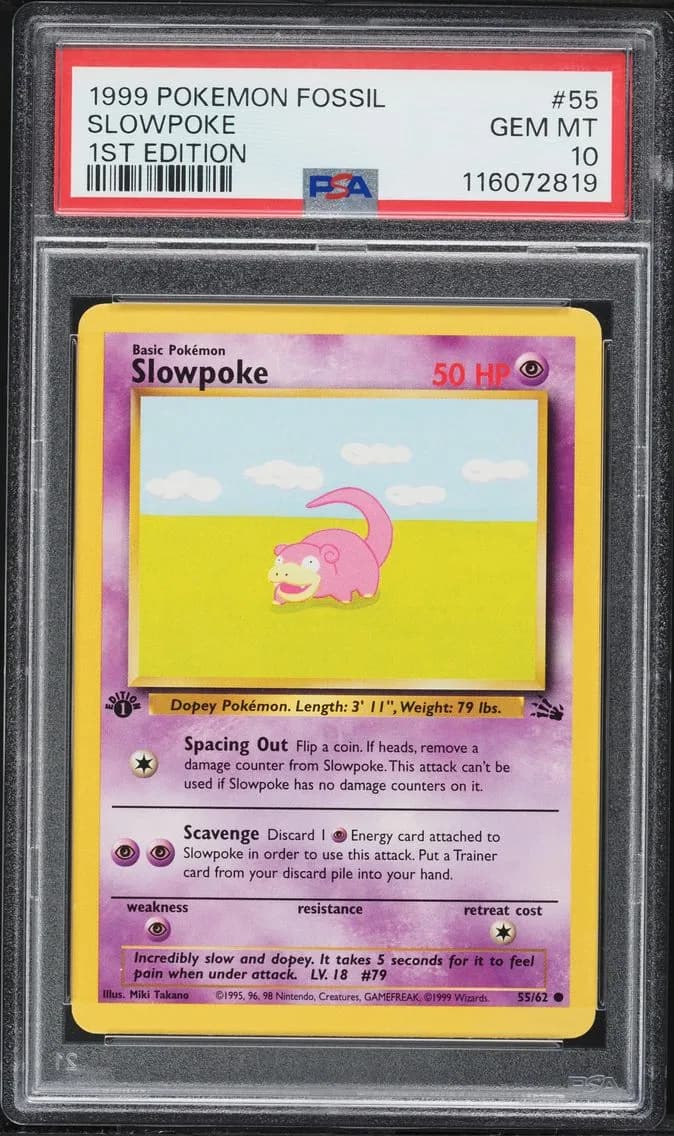 Slowpoke 1st Edition, Fossil, PSA 10