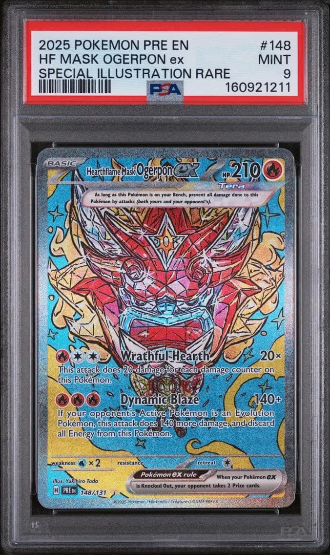 Hearthflame Mask Ogerpon EX, Prismatic Evolutions, PSA 9