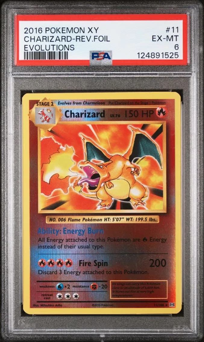 Charizard-Reverse Foil, XY Evolutions, PSA 6
