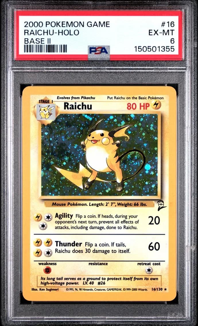 Raichu-Holo, Game Base II, PSA 6