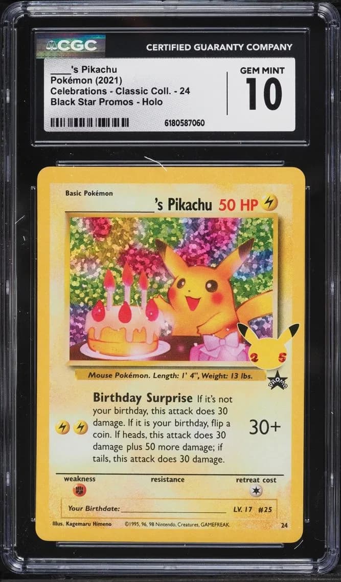 Birthday Pikachu, Celebrations - Classic Collection, CGC 10