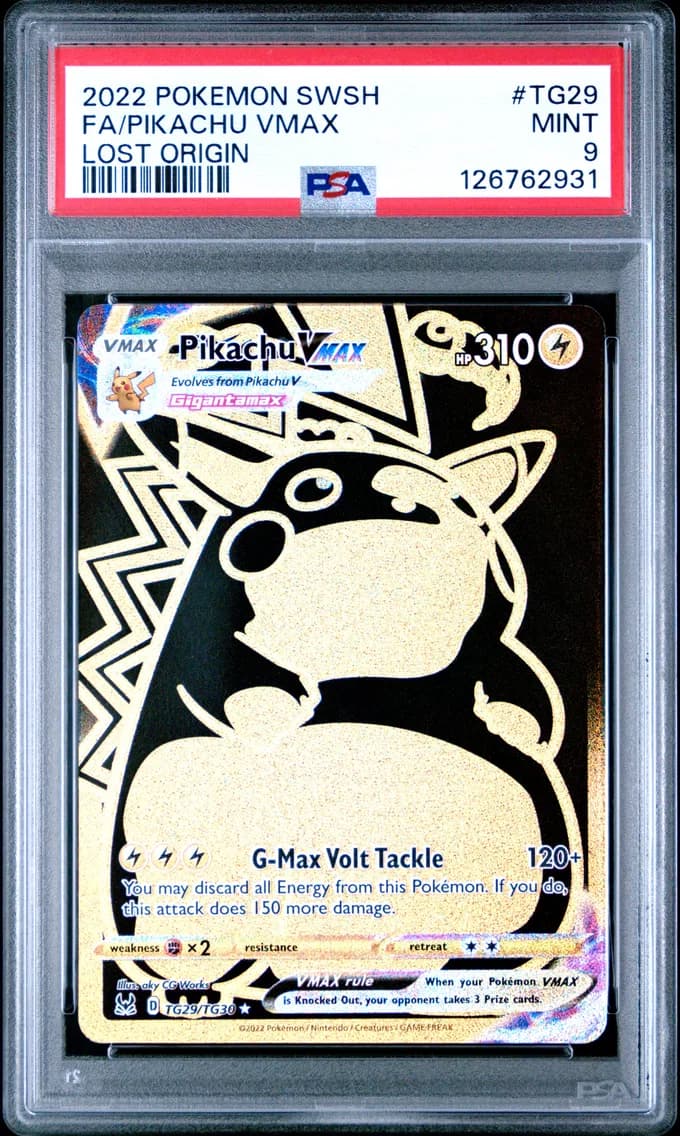 Pikachu VMAX, Sword & Shield Lost Origin, PSA 9