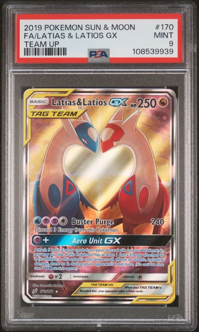 Latias & Latios GX, Sun & Moon Team Up, PSA 9