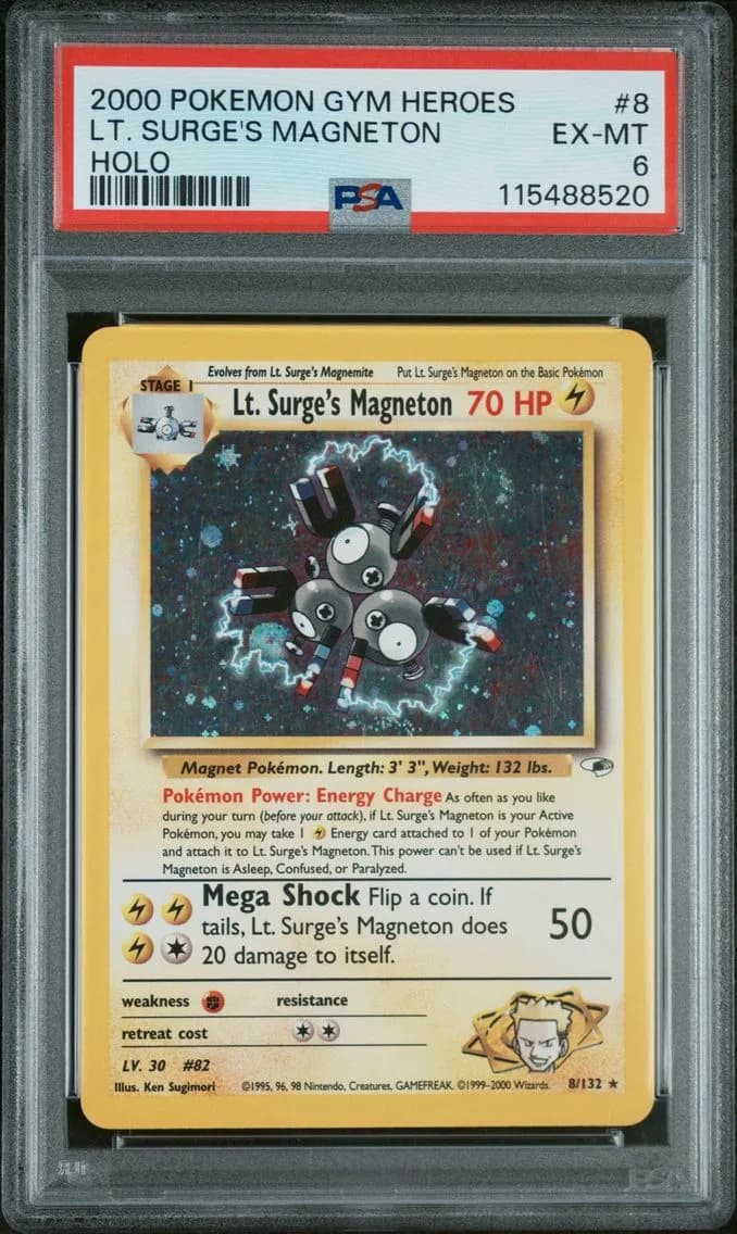 LT. Surge's Magneton, Gym Heroes, PSA 6
