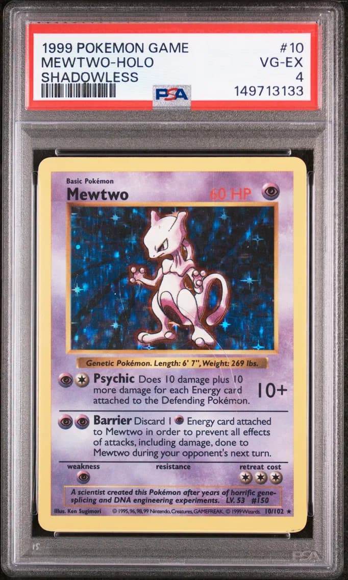 Mewtwo-Holo Shadowless, Game, PSA 4