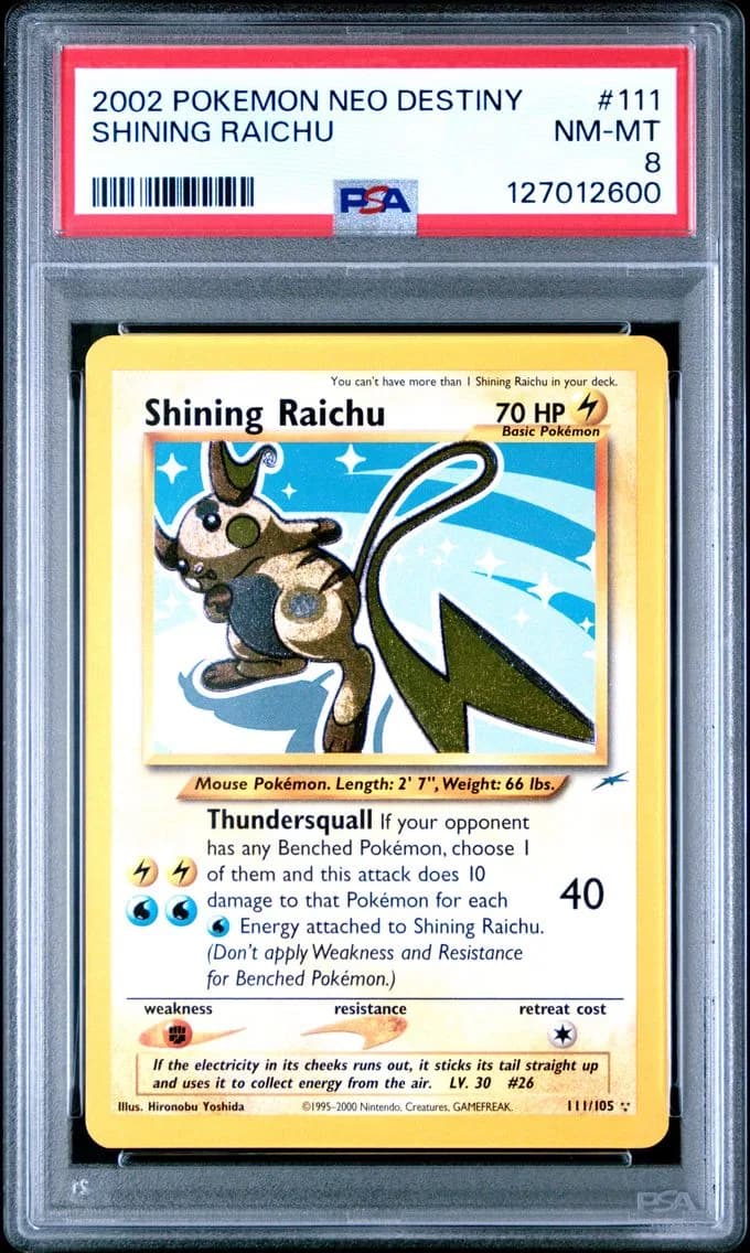 Shining Raichu, Neo Destiny, PSA 8
