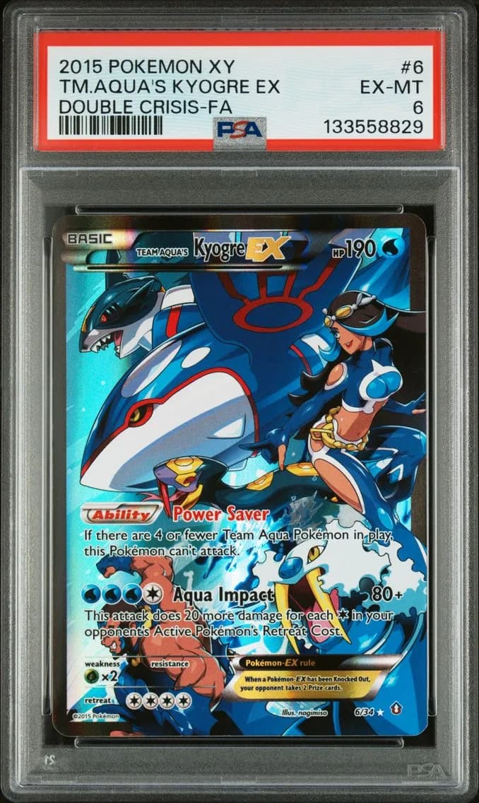 Team Aqua's Kyogre EX, XY Double Crisis, PSA 6