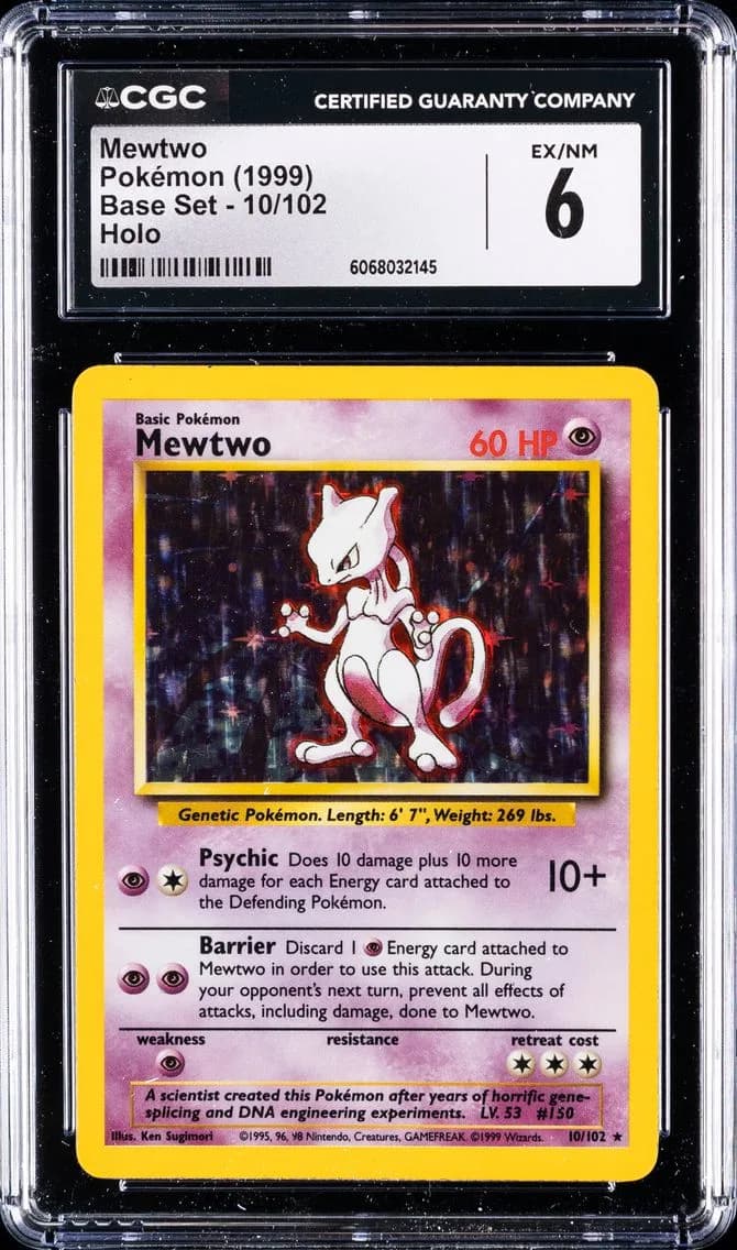 Mewtwo-Holo, Base Set - Unlimited, CGC 6