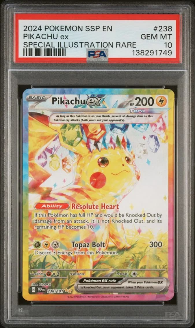 Pikachu EX, Surging Sparks, PSA 10