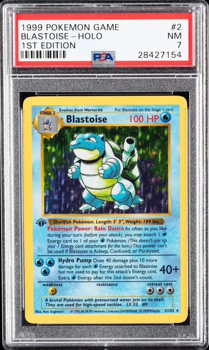 Blastoise-Holo 1st Edition, Game, PSA 7