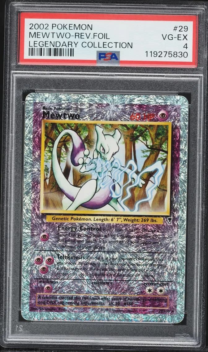 Mewtwo-Reverse Foil, Legendary Collection, PSA 4