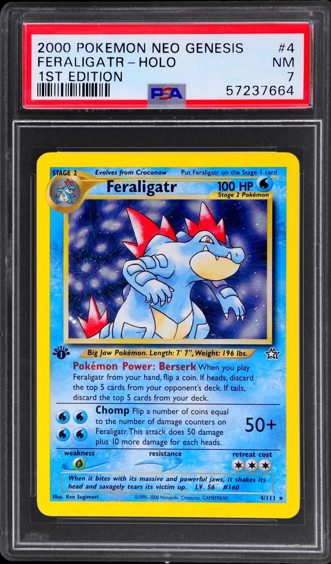 Feraligatr-Holo, Neo Genesis 1st Edition, PSA 7