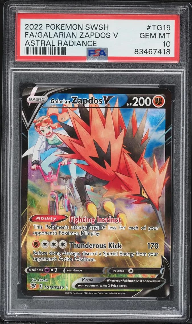 Galarian Zapdos V, Sword & Shield Astral Radiance, PSA 10