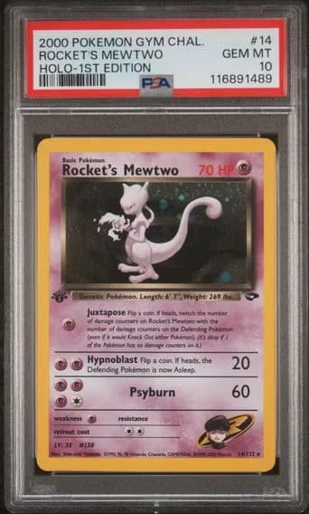 Rocket's Mewtwo Holo-1st Edition, PSA 10