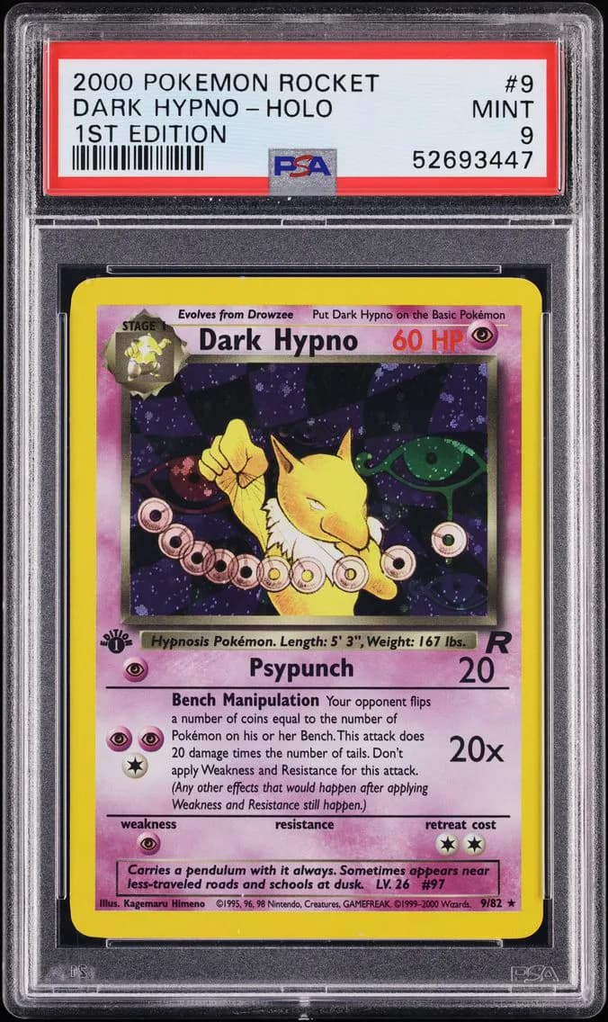 Dark Hypno-Holo 1st edition, Rocket, PSA 9
