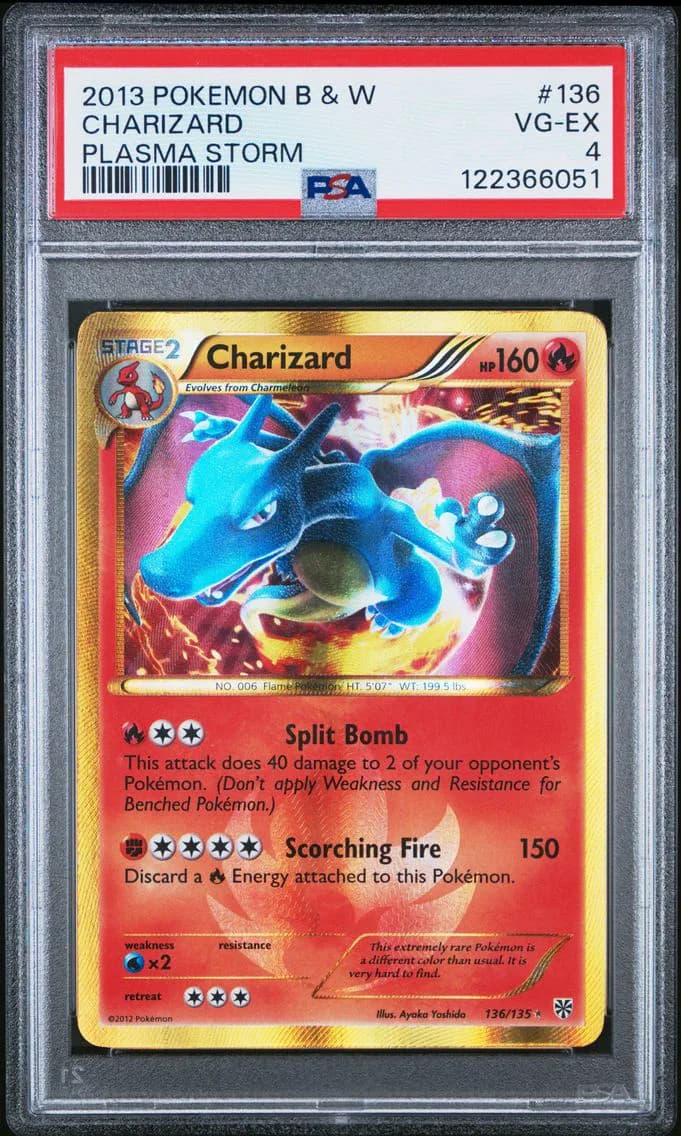 Charizard, Black & White Plasma Storm, PSA 4