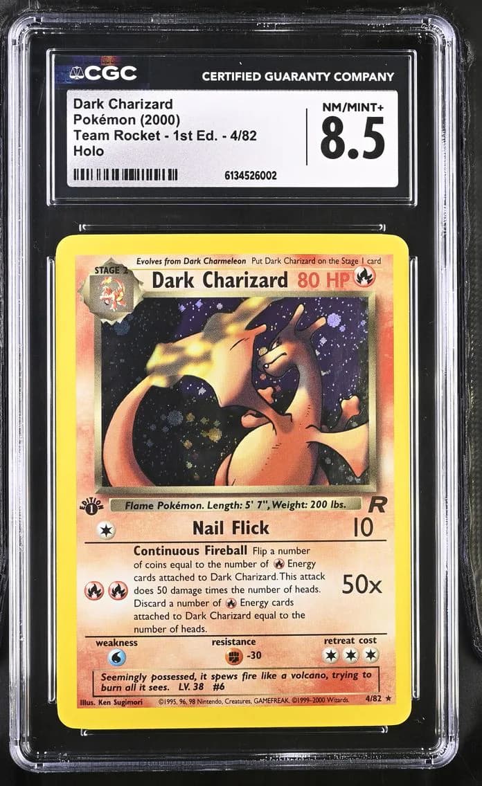 Dark Charizard, Team Rocket - 1st Edition, CGC 8.5