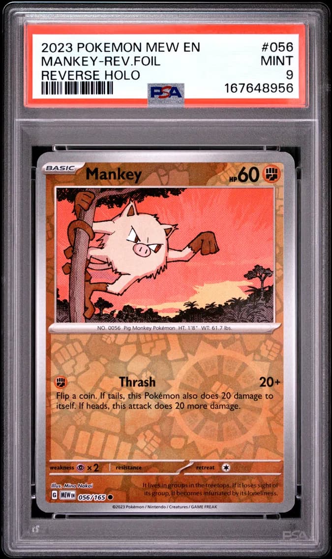 Mankey Reverse Holo, 151, PSA 9
