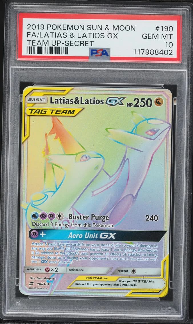 Latias & Latios GX, Sun & Moon Team Up, PSA 10