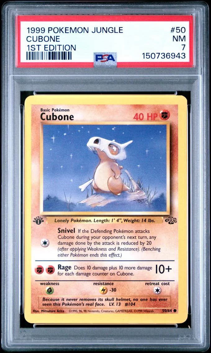 Cubone 1st Edition, Jungle, PSA 7