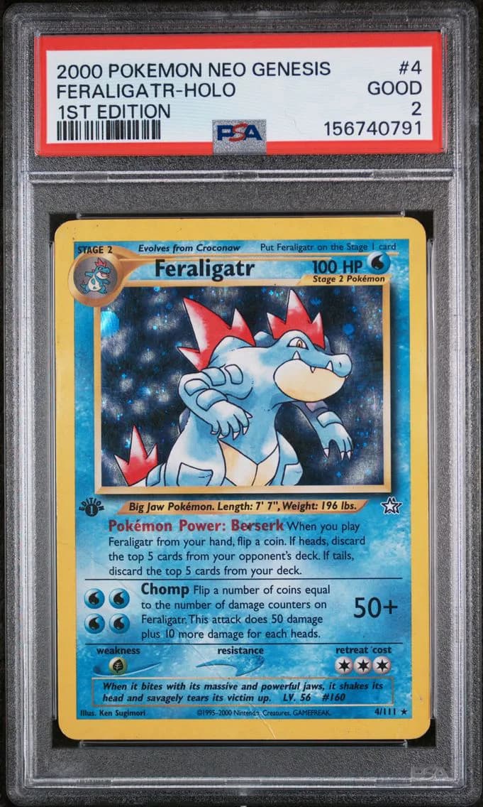 Feraligatr-Holo, Neo Genesis 1st Edition, PSA 2