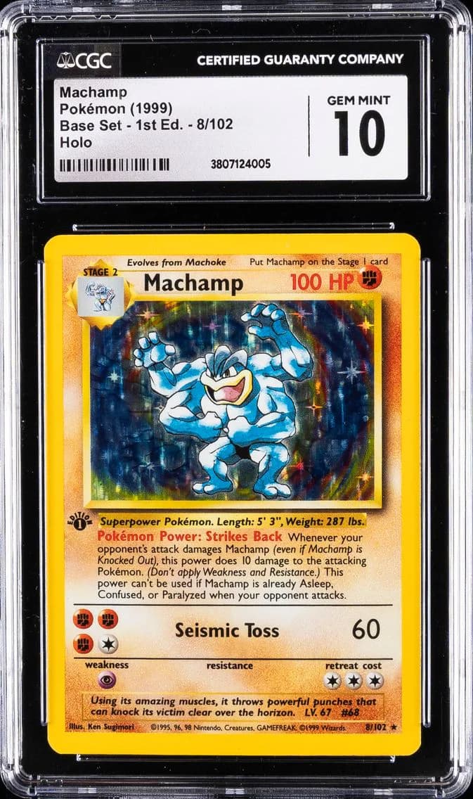 Machamp-Holo 1st Edition, Base Set - 1st Edition, CGC 10