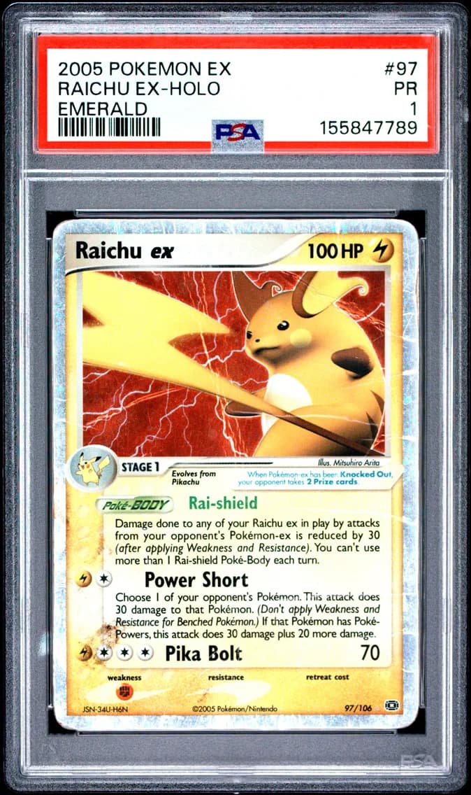 Raichu EX-Holo, EX Emerald, PSA 1