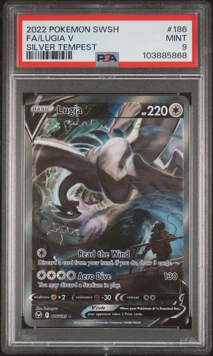 Lugia V, Sword & Shield Silver Tempest, PSA 9