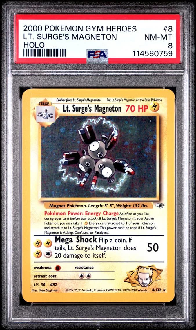 LT. Surge's Magneton, Gym Heroes, PSA 8