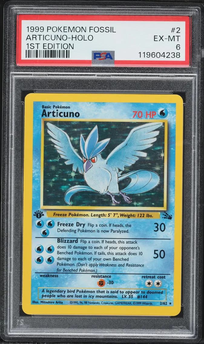 Articuno-Holo 1st Edition, Fossil, PSA 6