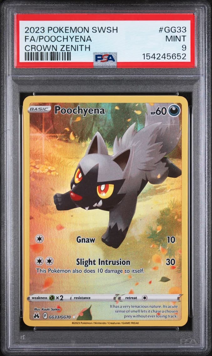 Poochyena, Sword and Shield Crown Zenith, PSA 9