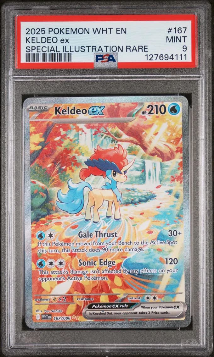 Keldeo EX, White Flare, PSA 9