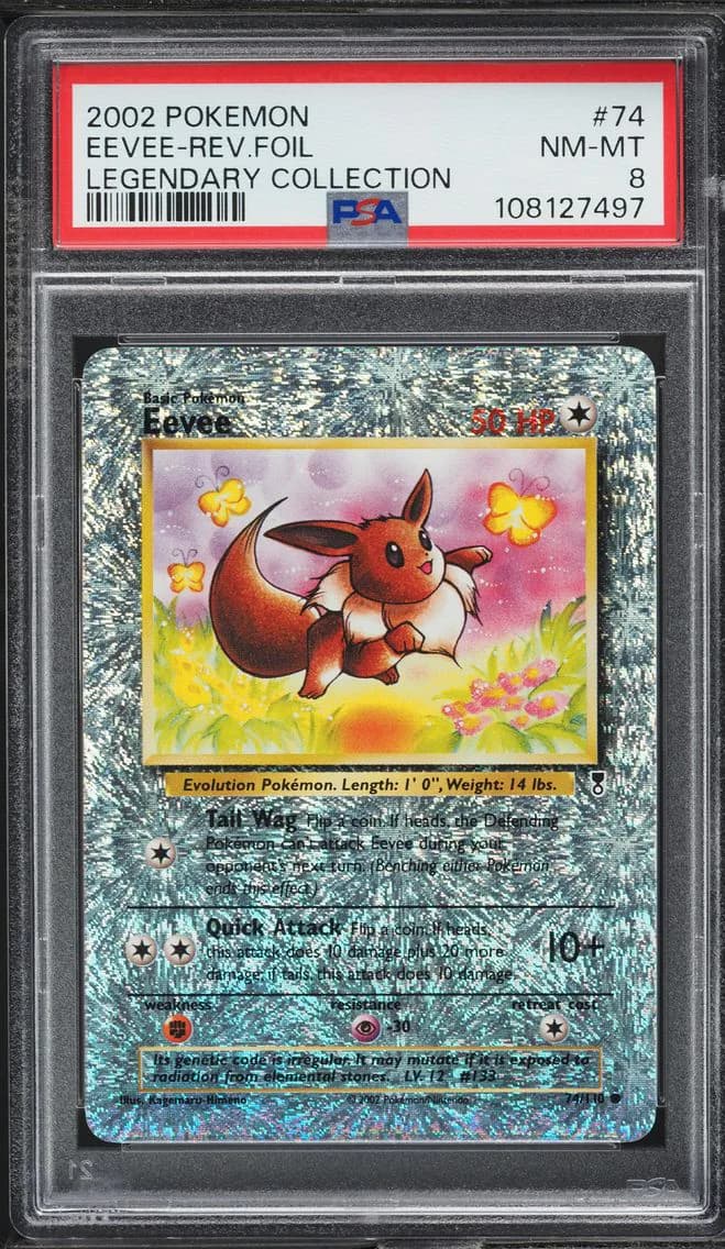 Eevee-Reverse Foil, Legendary Collection, PSA 8