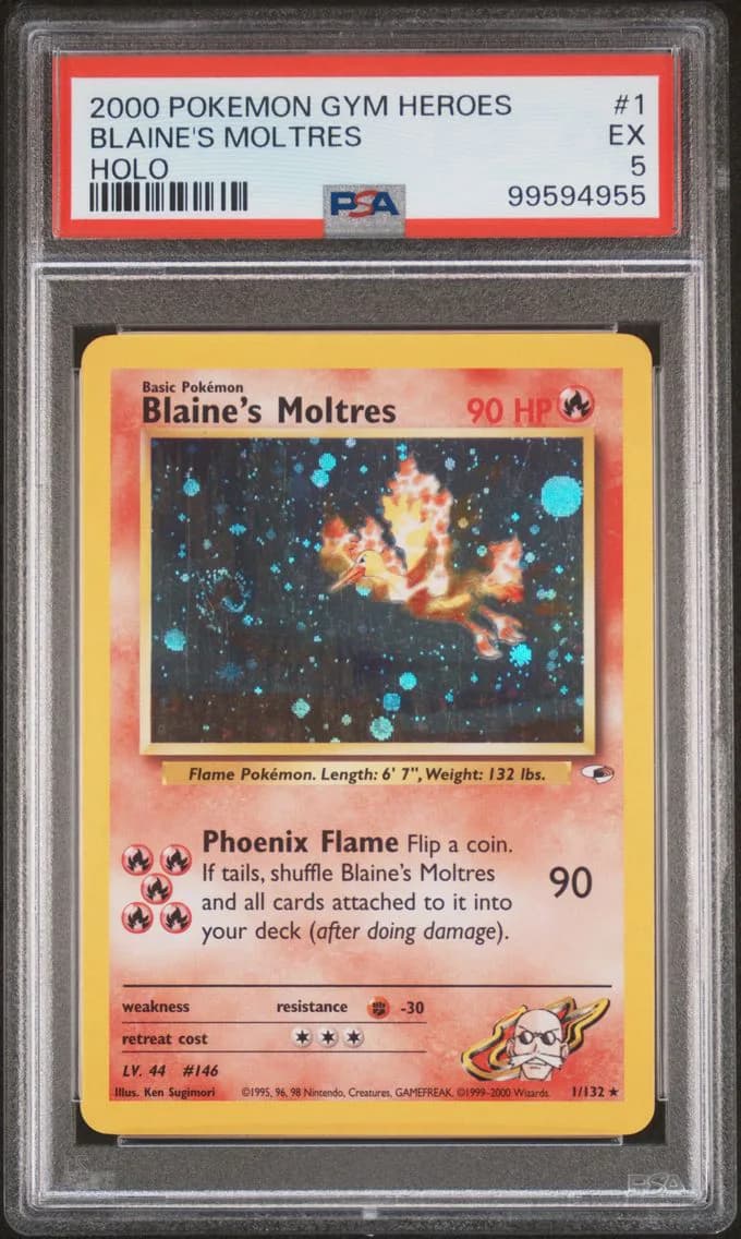 Blaine's Moltres, Gym Heroes, PSA 5