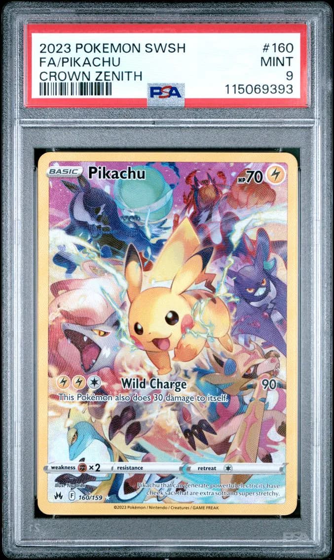 Pikachu, Sword and Shield Crown Zenith, PSA 9