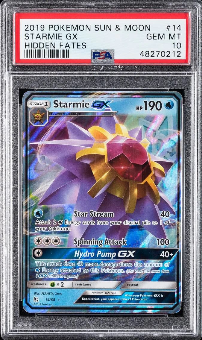Starmie GX, Sun & Moon Hidden Fates, PSA 10