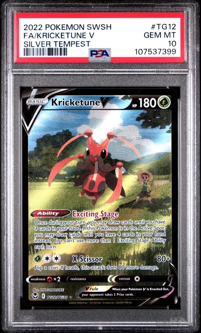 Kricketune V, Sword & Shield Silver Tempest, PSA 10