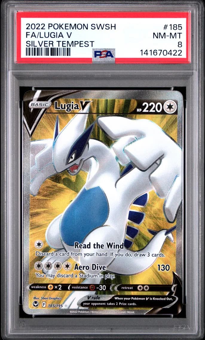 Lugia V, Sword & Shield Silver Tempest, PSA 8