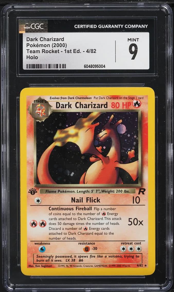 Dark Charizard-Holo 1st Edition, Team Rocket - 1st Edition, CGC 9
