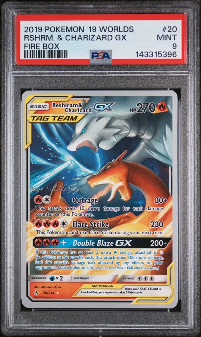 Reshiram & Charizard GX, 2019 World Championships Deck: Fire Box, PSA 9