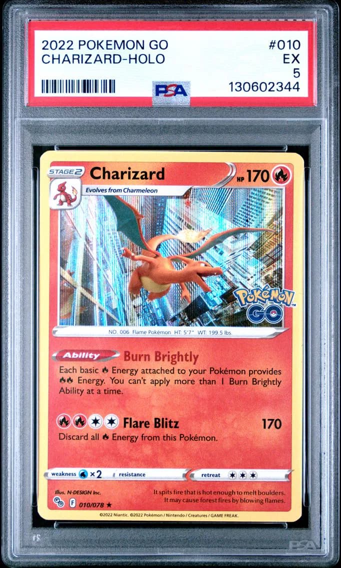 Charizard-Holo, Go, PSA 5