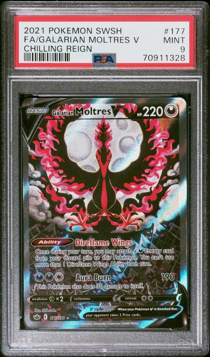 Galarian Moltres V, Sword & Shield Chilling Reign, PSA 9