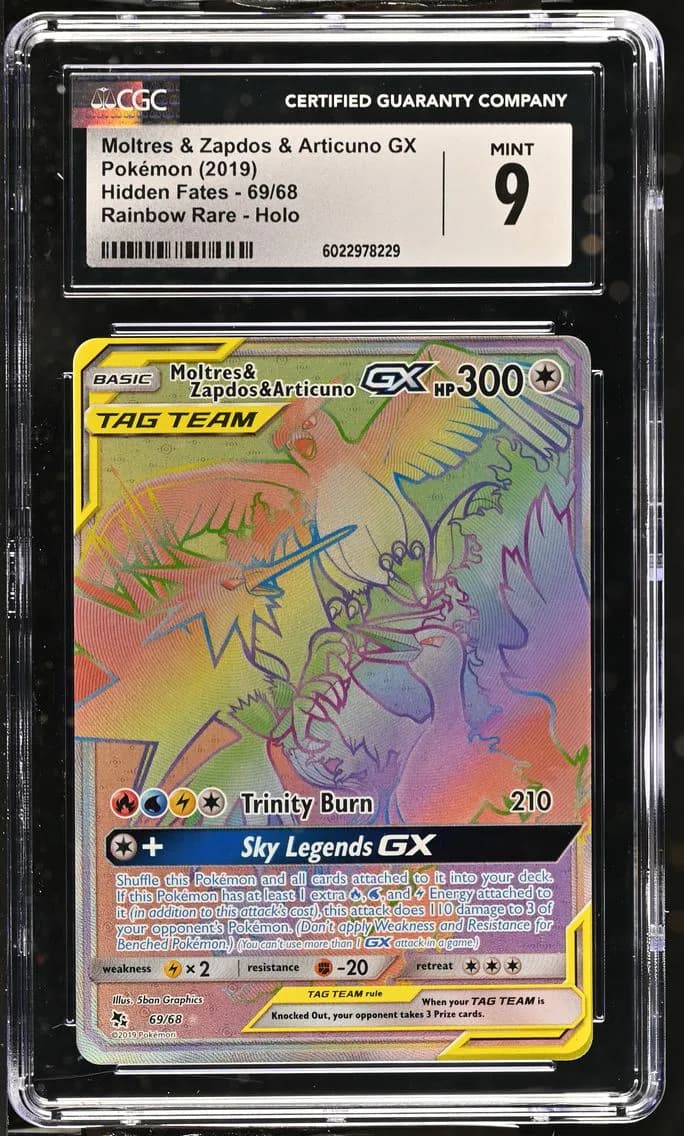 Moltres & Zapdos & Articuno GX, Hidden Fates, CGC 9