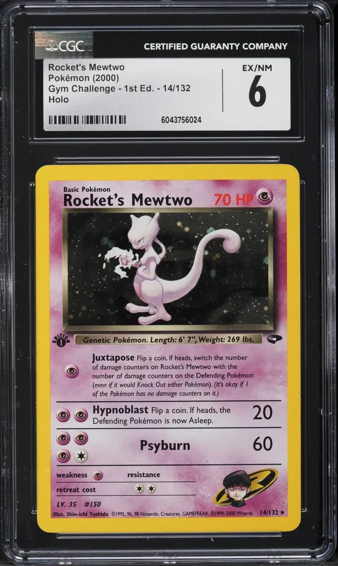 Rocket's Mewtwo 1st edition, Gym Challenge - 1st Edition, CGC 6