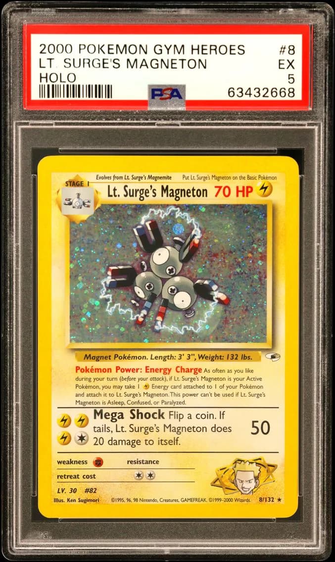 LT. Surge's Magneton, Gym Heroes, PSA 5