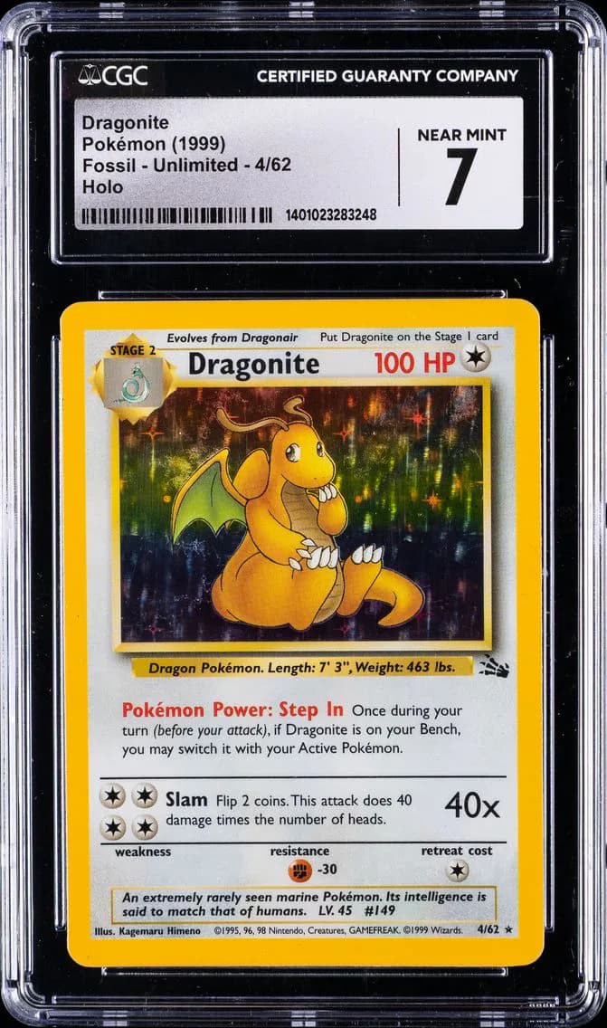 Dragonite-Holo, Fossil - Unlimited, CGC 7