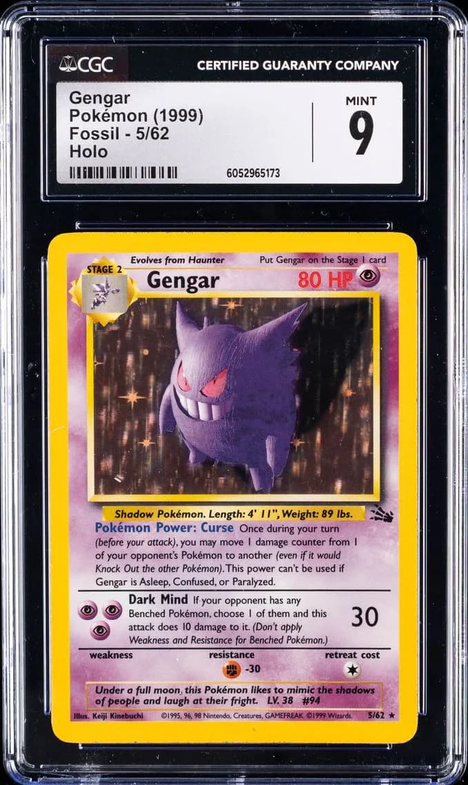Gengar-Holo, Fossil - Unlimited, CGC 9