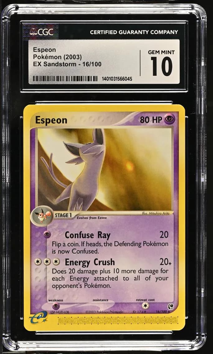 Espeon, EX Sandstorm (2003 Copyright, w/ "e" Symbol), CGC 10