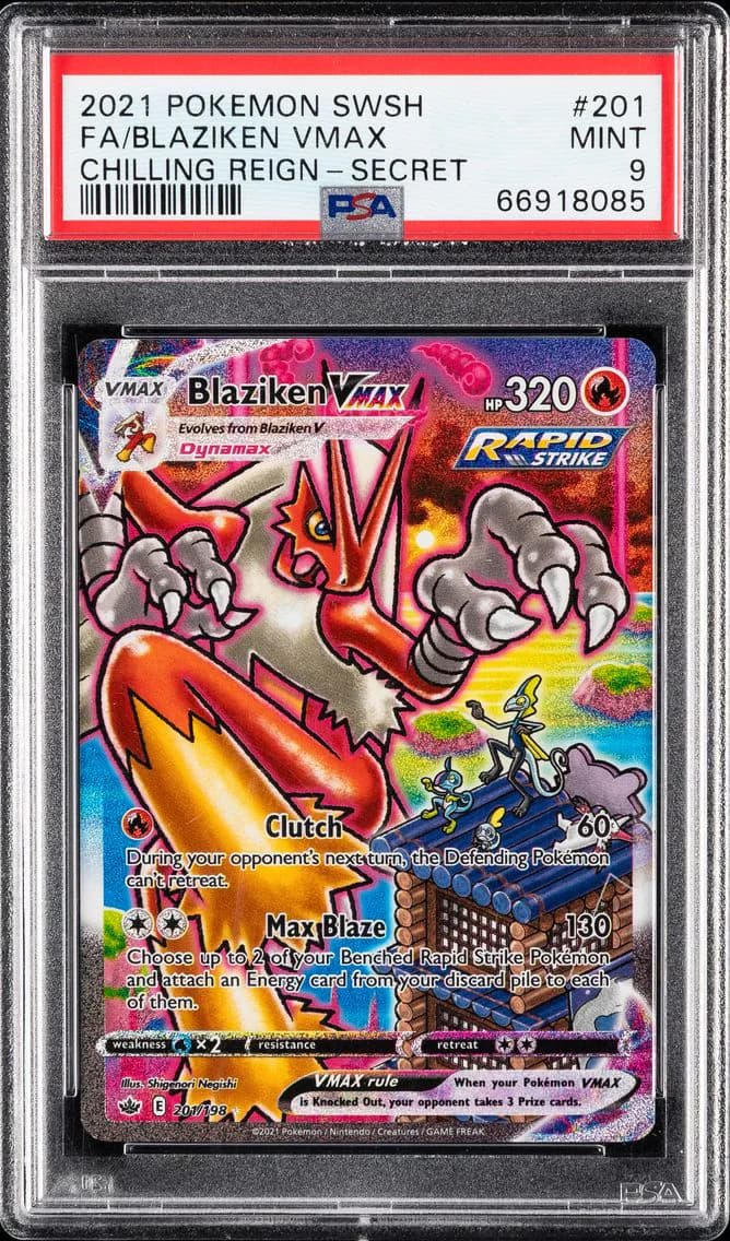 Blaziken VMAX, Sword & Shield Chilling Reign, PSA 9