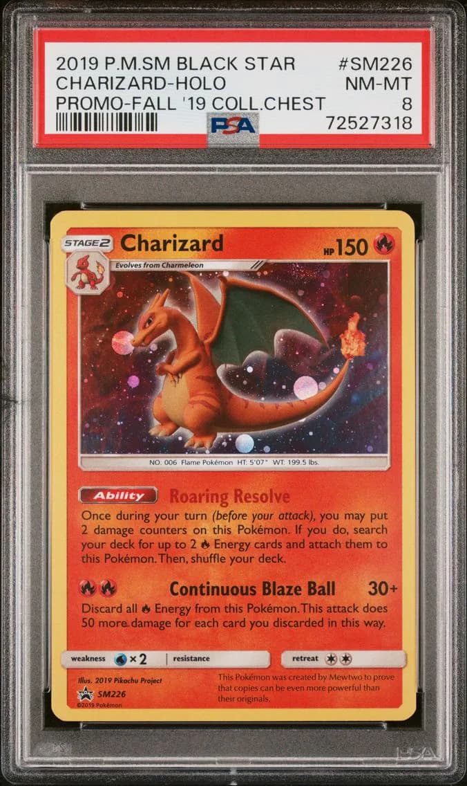 Charizard-Holo, SM Black Star Promo, PSA 8
